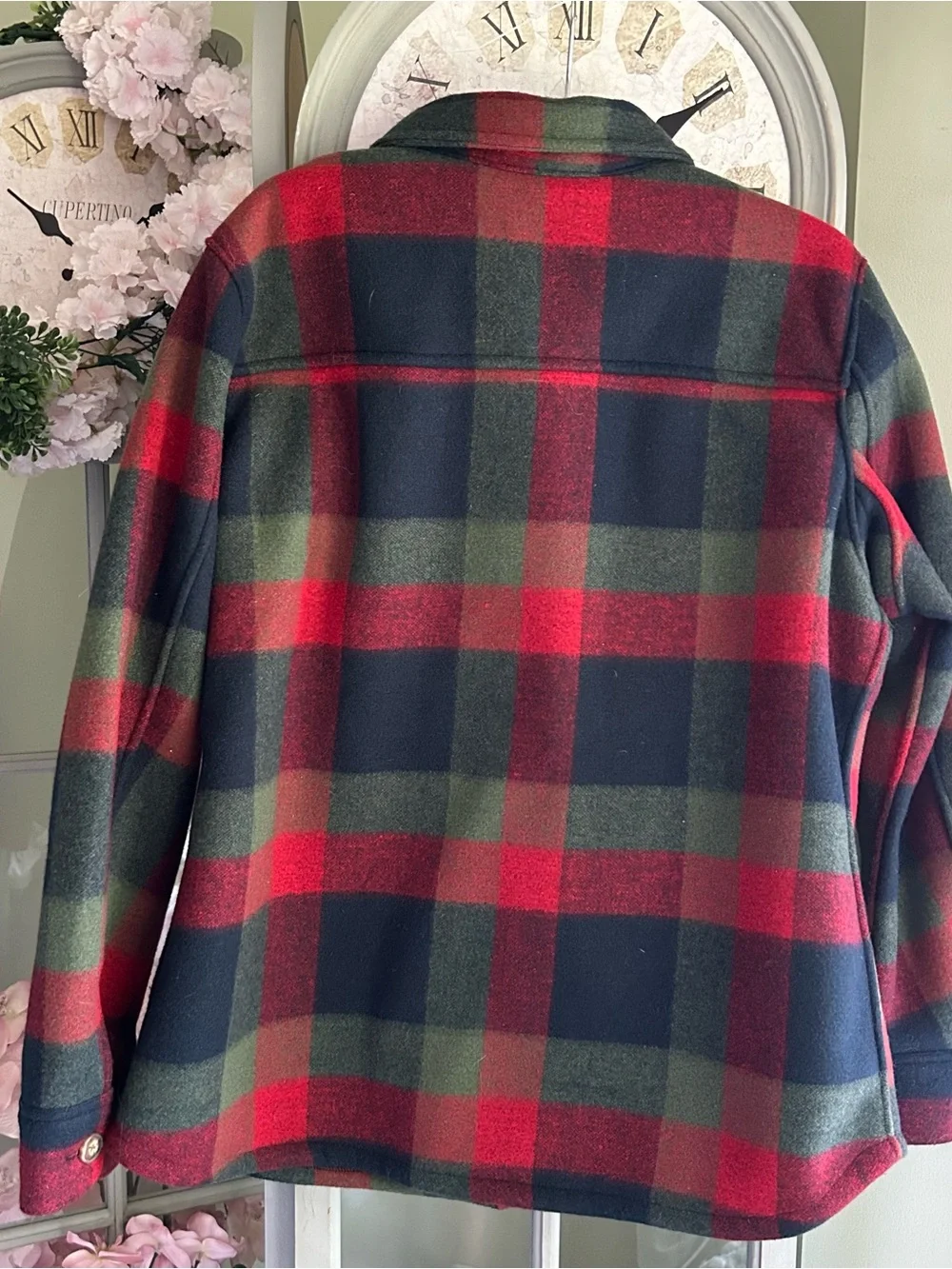 Duluth Trading Co Red Green Navy Buffalo Plaid Button-Front Jacket